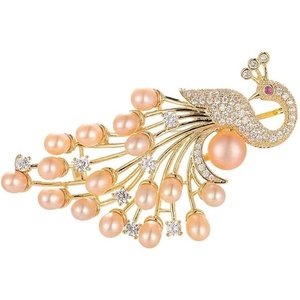 image:imageGifts for Wife Anniversary Brooch for Women Pearl Brooch Real AAA Quality Handpicked Nature Pearls and D Color Moissanite  Gifts for Mom Girlfriend Her NO11191