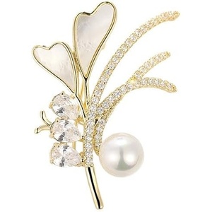 image:imageGifts for Wife Anniversary Brooch for Women Pearl Brooch Real AAA Quality Handpicked Nature Pearls and D Color Moissanite  Gifts for Mom Girlfriend Her NO11167
