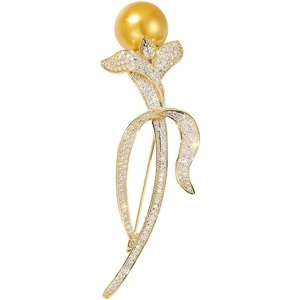image:imageGifts for Wife Anniversary Brooch for Women Pearl Brooch Real AAA Quality Handpicked Nature Pearls and D Color Moissanite  Gifts for Mom Girlfriend Her NO11174