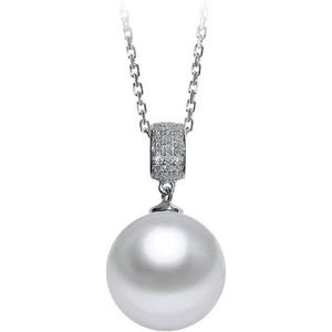image:imageNONNYL Akoya Japanese Pearl Necklace for Women Pearls Pendant Necklace 910mm Round Pearl White Pendant 18 inch Sterling Silver Chain  Jewelry Gifts for Women Wife Mom Grandma Daughter