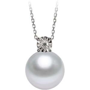 image:imageNONNYL Akoya Japanese Pearl Necklace for Women Pearls Pendant Necklace 910mm Round Pearl White Sterling Silver Pendant 18 inch Chain  Jewelry Gifts for Women Wife Mom Grandma Daughter