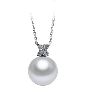 image:imageNONNYL Akoya Pearl Necklace for Women Pearls Pendant Necklace 910mm Round Pearls White Pendant 18 inch Sterling Silver Chain  Jewelry Gifts for Women Wife Mom Grandma Daughter