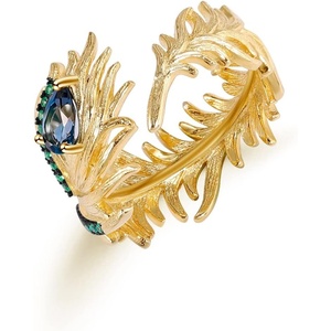 image:imageNONNYL Banquet Luxury Gem Ring for Women Jewelry Feather Design Gifts Inlaid With Natural Gem Ring Gifts for Wife Mom Girlfriend Anniversary Birthday Fine Jewelry Gifts for Her