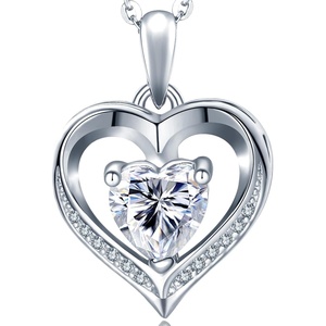 image:imageNONNYL Heart Necklaces for Women Plated 18K Gold Birthstone Pendant Necklace Anniversary Birthday Jewelry Gift for Women Wife Mom Girlfriend Her Christmas Fine Jewelry Gift