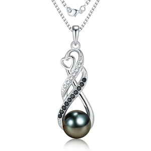image:imageNONNYL Mothers Day Gifts for MomWomenWifeGrandmaGift AnniversaryTahitian Black Pearl Necklace Wedding Couples Birthday Christmas Day Valentines Gifts Fine JewelryBlack pearl necklace