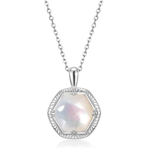 image:imageNONNYL White Pearl Shell Necklace for Women  Pendant Necklaces in S925 Sterling Silver Plated 10K Gold Gifts for Women Girlfriend Wife Her