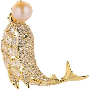 image:imageNonnyl Elegant Pearl Animal Designer Brooch Pins Broches Costume Jewelry For Women Fashion Christmas Gifts Wife Mom Girlfriend Anniversary Birthday Fine Jewelry Gifts for HerDolphin brooch