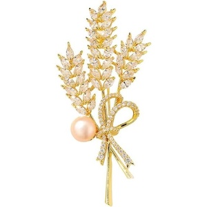image:imageNonnyl Elegant Pearl Flower Designer Brooch Pins Broches Costume Jewelry For Women Fashion Christmas Gifts Wife Mom Girlfriend Anniversary Birthday Fine Jewelry Gifts for HerWheat ear brooch