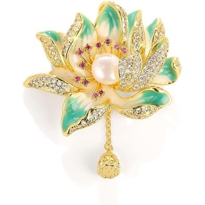 image:imageNonnyl Elegant Pearl Flower Designer Brooch Pins Broches Costume Jewelry For Women Fashion Christmas Gifts Wife Mom Girlfriend Anniversary Birthday Fine Jewelry Gifts for HerLotus brooch