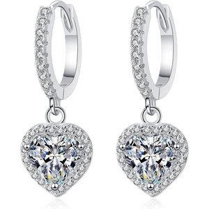 image:imageNonnyl Heart Earrings for Women  Sterling Silver Moissanite Earring for Women Fine Jewelry  Christmas Gifts for Wife Mom Girlfriend Anniversary Birthday Ball
