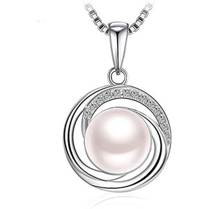 image:imagePearl Necklace amp Real Freshwater Cultured White Pearl Necklaces for Women Jewelry Sterling Silver Pendants 89 mm Pearl 18 inch Chain for Wife Mom Birthday Gifts for Women
