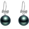 image:imageNONNYL Real Tahitian Cultured Black Pearl Pendant Necklace and Earrings Set for Womens Round Black Pearls Fine Jewelry Gifts for Women Wife Girlfriend Mother