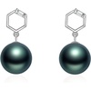 image:imageNONNYL Real Tahitian Cultured Black Pearl Pendant Necklace and Earrings Set for Womens Round Black Pearls Fine Jewelry Gifts for Women Wife Mom Girlfriend Mother