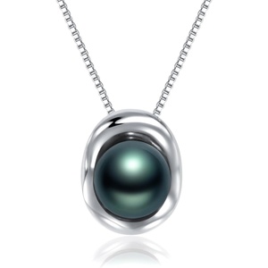 image:imageNONNYL Tahitian Black Pearl Necklace Sterling Silver Gold Plated Gifts for Women Wife Mom Wedding Birthday Anniversary Valentines Day Christmas Mothers Day Jewelry